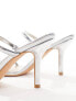 Фото #3 товара Glamorous Wide Fit two strap mule heeled sandals in silver