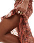 South Beach ruffle abstract print maxi sarong In rust