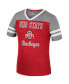 ფოტო #2 პროდუქტის Big Girls Scarlet, Heather Gray Ohio State Buckeyes Summer Striped V-Neck T-shirt