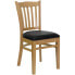 Фото #4 товара Hercules Series Vertical Slat Back Natural Wood Restaurant Chair - Black Vinyl Seat