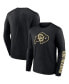 Фото #1 товара Men's Black Colorado Buffaloes Double Time 2-Hit Long Sleeve T-shirt