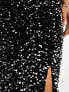 Фото #3 товара 4th & Reckless sequin thigh split maxi skirt co-ord in black