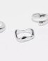 ASOS DESIGN pack of 3 rings with mixed minimal designs in silver tone Серебристый, M/L - EU 57-59.5 - 56.5-59.7mm - фото #2