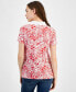 ფოტო #2 პროდუქტის Women's Floral-Print Short-Sleeve Polo Top