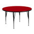 Фото #1 товара 48'' Round Red Thermal Laminate Activity Table - Height Adjustable Short Legs