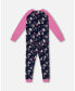 ფოტო #2 პროდუქტის Big Girls Organic Cotton Two Piece Pajama Set Navy Printed Cats