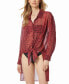 Фото #3 товара Women's Animal-Print Sheer Cover-Up Shirt