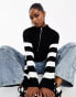 Фото #2 товара In The Style exclusive knitted half zip jumper in mono stripe