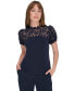 ფოტო #1 პროდუქტის Women's Crewneck Puff-Sleeve Top