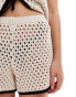 Фото #4 товара ASOS DESIGN knit beach short with contrast trim in cream