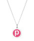 Фото #1 товара Auburn Jewelry mini Initial Pendant Necklace in Sterling Silver and Hot Pink Enamel, 16" + 2" Extender