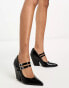 Daisy Street double daisy buckle western mary janes in black patent