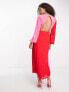 Фото #3 товара Pretty Lavish knot front contrast midaxi dress in pink and red