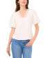 Фото #1 товара Women's Lace-Trim Puff-Sleeve Top