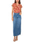 ფოტო #3 პროდუქტის Women's Floral-Print Split-Neck Short-Sleeve Top