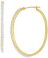 ფოტო #3 პროდუქტის Crystal Pavé Polished Medium Hoop Earrings in 10k Gold, 1.57"