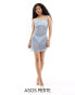 ASOS DESIGN Petite knitted metallic mini dress in blue