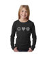 ფოტო #1 პროდუქტის Big Girl's Word Art Long Sleeve T-Shirt - Peace Love Cats