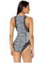 Фото #2 товара Michael Kors Women's 236230 High Neck One-piece Gunmetal Swimsuit Size 6