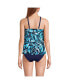 Фото #2 товара Women's Chlorine Resistant Mesh Scoop Neck Tiered Tankini Swimsuit Top