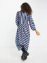 Фото #2 товара Pieces puff sleeve wrap midi dress in multi stripe