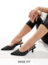 Фото #1 товара ASOS DESIGN Wide Fit Strut slingback mid heeled shoes in polka dot