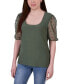 ფოტო #1 პროდუქტის Petite Mesh Dot Elbow Sleeve Crepe Top