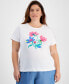 ფოტო #1 პროდუქტის Trendy Plus Size Floral Graphic Relaxed-Fit T-Shirt, Created for Macy's