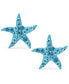 ფოტო #1 პროდუქტის Light Aqua Pave Crystal Starfish Stud Earrings set in Sterling Silver