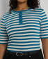 ფოტო #3 პროდუქტის Plus Size Striped Henley Tee