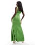 True Violet corset maxi dress with thigh split in green