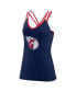 Women's Navy Cleveland Guardians Barrel It Up Cross Back V-Neck Tank Top