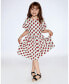 Girl Organic Cotton Dress With Flounce Sleeves White Printed Pop Strawberry - Toddler|Child