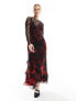 Фото #2 товара Miss Selfridge 2 in 1 lace and chiffon slip dress in blurred floral