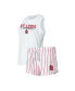 Women's White St. Louis Cardinals Reel Pinstripe Tank Top and Shorts Sleep Set