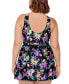 Фото #2 товара Plus Size Magnolia Floral-Print Swim Dress, Created for Macy's