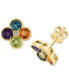 Фото #1 товара EFFY® Multi-Gemstone (2-1/4 ct. t.w.) & Diamond Accent Flower Stud Earrings in 14k Gold