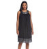 Фото #4 товара SL Fashions New York Plus Round Neck Metallic Trim Shift Dress Black 3X