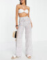 Фото #1 товара In The Style x Billie Faiers beach high waist trouser co-ord in white zebra print