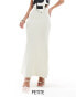 4th & Reckless Petite knitted rib fishtail maxi skirt in cream