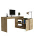 Dallas L-Shaped Home Office Desk, Two Shelves, Single Door Cabinet Коричневый, Стандартный - фото #3