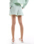 Фото #4 товара Miss Selfridge poplin boxer shorts in sage stripe co ord