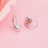 Romantic silver earrings with zircons hearts E0000557