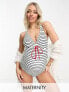 Mamalicious Maternity swimsuit in blue and white stripe