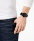 Men's Quartz Dial Black Leather Strap Watch, 42mm with Interchangeable Straps, Set of 3