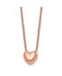 ფოტო #1 პროდუქტის Polished Rose IP-plated Heart 17.5 inch Cable Chain Necklace