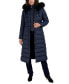 ფოტო #4 პროდუქტის Womens Maxi Shine Bibbed Faux-Fur-Trimmed Hooded Puffer Coat