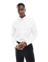 Фото #3 товара ASOS DESIGN slim shirt with collar bar detail in white