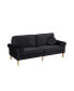 Фото #2 товара Living Room Sofa, 3-Seater Sofa, With Copper Nail On Arms, Three Pillow, Black