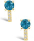 Фото #3 товара London Topaz (2-1/3 ct. t.w.) and Diamond (1/8 ct. t.w.) Stud Earrings in 14K Yellow Gold